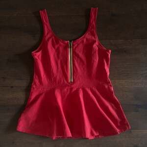 Express Women's Rose Sleeveless Full Zip Back Peplum Tank Top Sz M